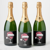 Rode Wijn Glas Kerst Grappige Kerst Xmas Sparkling Wijnetiket (Flessen)