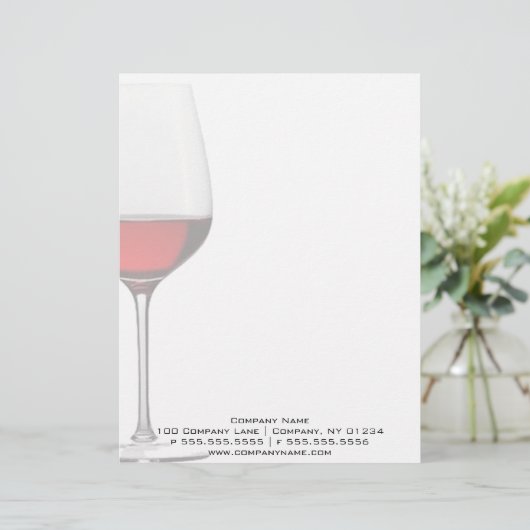 Rode wijn, glas, met briefhoofd (Staand voorkant)