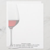 Rode wijn, glas, met briefhoofd (Voorkant / Achterkant)