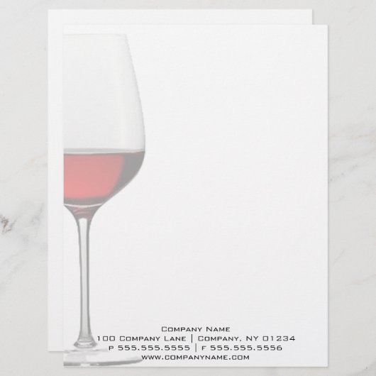 Rode wijn, glas, met briefhoofd (Voorkant / Achterkant)