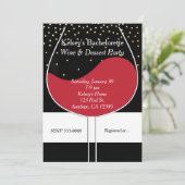 Rode Wijn Glas Moderne Chic Party Uitnodigingen (Staand voorkant)