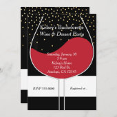 Rode Wijn Glas Moderne Chic Party Uitnodigingen (Voorkant / Achterkant)
