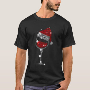 Rode Wijn Glas Santa T-shirt