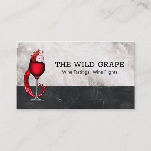 Rode wijn glas schenken spatten visitekaartje (Voorkant)