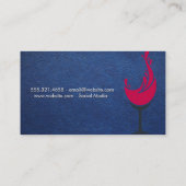 Rode wijn glas spetter | Blauwe leer Visitekaartje (Achterkant)
