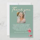 Rode Wijn Glas Verjaardag Foto Bedankkaart (Voorkant)