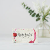 Rode wijn glas | Vintage wijnvlek Visitekaartje (Staand voorkant)