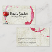 Rode wijn glas | Vintage wijnvlek Visitekaartje (Voorkant / Achterkant)