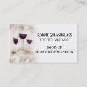 Rode wijn glas voedsel wijn proeverij bartender visitekaartje (Voorkant)