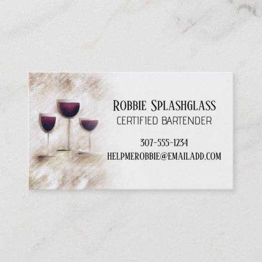 Rode wijn glas voedsel wijn proeverij bartender visitekaartje (Voorkant)