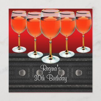 Rode wijn glas voor 30e verjaardag kaart