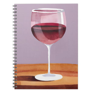 Rode Wijn Glas Watercolor Vino Notitieboek