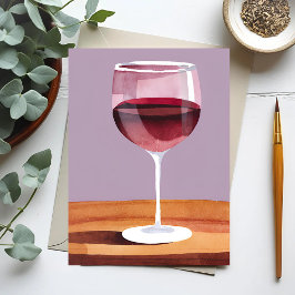 Rode Wijn Glas | Waterverf Vino Briefkaart