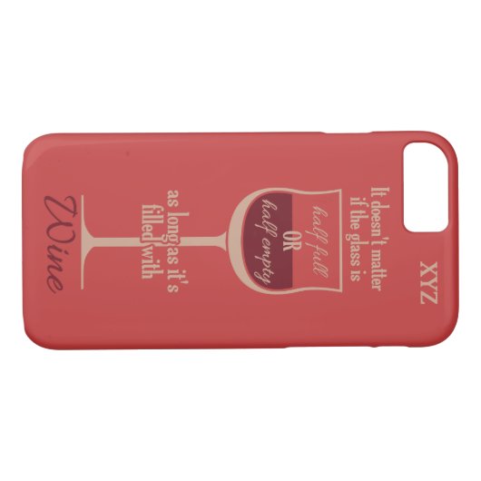 Rode wijn Glass aangepaste monogram telefoondoosje Case-Mate iPhone Case (Achterkant (Horizontaal))