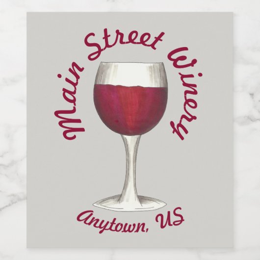 Rode wijn Glass Merlot Cabernet Malbec Winery Wijn Etiket (Enkel label)