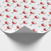 Rode wijn glazen patroon op wit cadeaupapier (Hoek)
