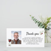 Rode wijn glazen twijgen foto verjaardag bedankkaart (Staand voorkant)