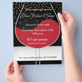 Rode wijn goud & zwart chic evenement flyer poster (Hand)
