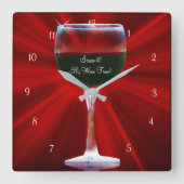Rode Wijn Grappige Wijn Tijd Vierkante Klok (Voorkant)