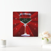 Rode Wijn Grappige Wijn Tijd Vierkante Klok (Huis)