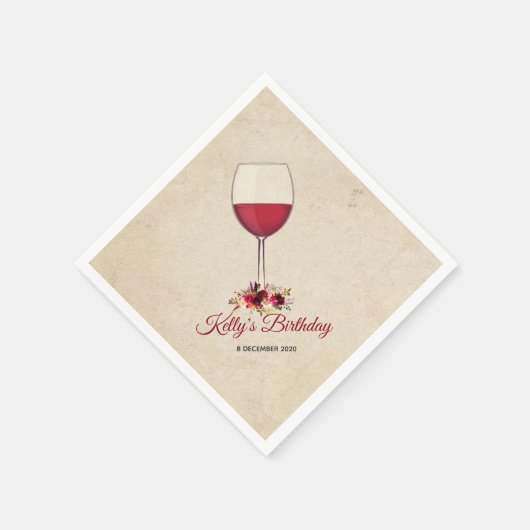 rode wijn, grillig, Cocktail Paper Napkins Servet (Hoek)