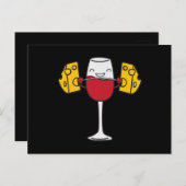 Rode wijn heffende kaas grappige snatch squat halt feestdagenkaart (Voorkant / Achterkant)