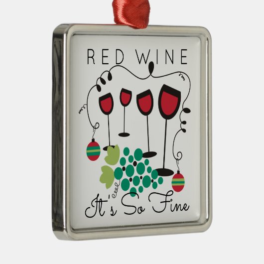 Rode wijn, het is zo fijn gastronomisch kerstversi metalen ornament (Rechts)