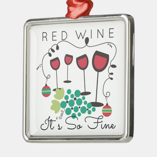 Rode wijn, het is zo fijn gastronomisch kerstversi metalen ornament (Links)