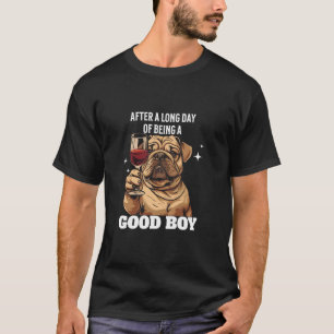 Rode Wijn Hond, Schattig Bulldog Ontwerp, Grappige T-shirt