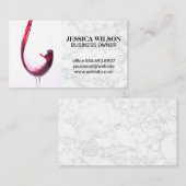 Rode wijn in glas | Wit Marmer Visitekaartje (Voorkant / Achterkant)