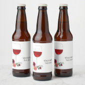 rode wijn, kaas verjaardagsbier Etiket op flesje (Flessen)