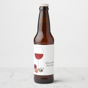 rode wijn, kaas verjaardagsbier Etiket op flesje