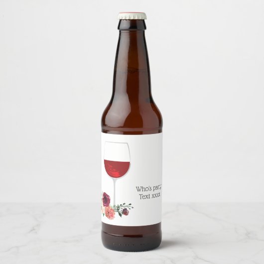 rode wijn, kaas verjaardagsbier Etiket op flesje (Voorkant)