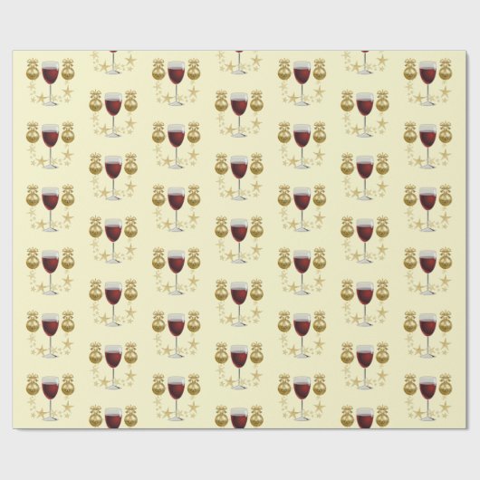 Rode wijn kerst cadeaupapier (Vlak)