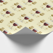 Rode wijn kerst cadeaupapier (Hoek)