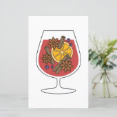 Rode wijn kerst tekening briefpapier (Staand voorkant)