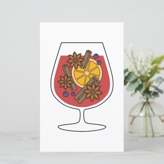 Rode wijn kerst tekening briefpapier (Staand voorkant)