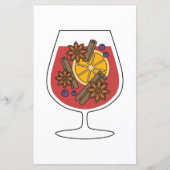 Rode wijn kerst tekening briefpapier (Voorkant)