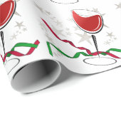 Rode Wijn Kerstmis Cadeaupapier (Rol Hoek)