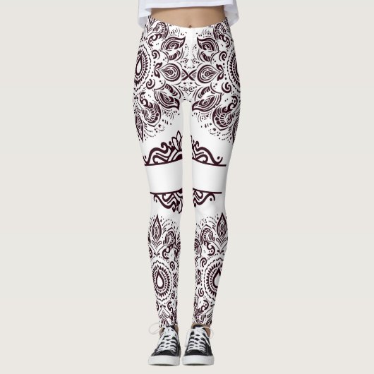 Rode Wijn Mandala Leggings (Voorkant)