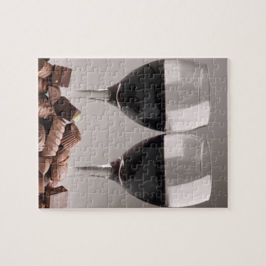 rode wijn met chocolade legpuzzel (Horizontaal)