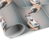 Rode wijn op een smartphone cadeaupapier (Rol Hoek)