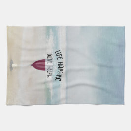 Rode wijn op oceaanachtergrond theedoek