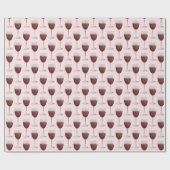 Rode wijn op witte roze cadeaupapier (Vlak)