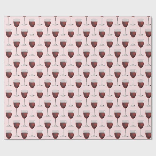 Rode wijn op witte roze cadeaupapier (Vlak)