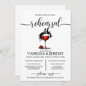 Rode wijn paar repetitie diner uitnodiging (Voorkant / Achterkant)