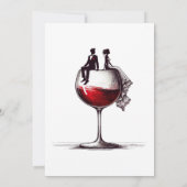 Rode wijn paar repetitie diner uitnodiging (Achterkant)