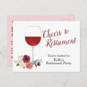 Rode wijn pensioen Feest Uitnodiging Briefkaart (Voorkant / Achterkant)
