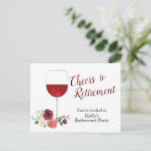 Rode wijn pensioen Feest Uitnodiging Briefkaart (Staand voorkant)