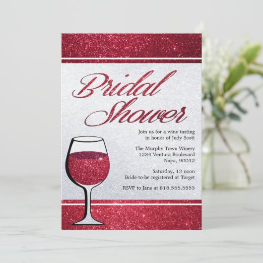 Rode wijn proeven Bruids Douche Uitnodiging (Staand voorkant)